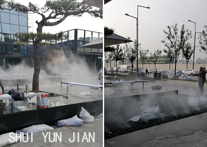 曲江濕地某地產(chǎn)項(xiàng)目霧森噴霧造景施工案例